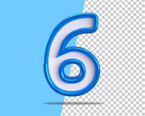 Premium PSD | 6 number blue six text 3d logo