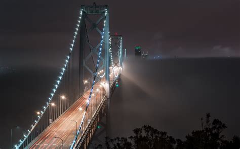 night, bridge, Bay Bridge, dark HD Wallpaper