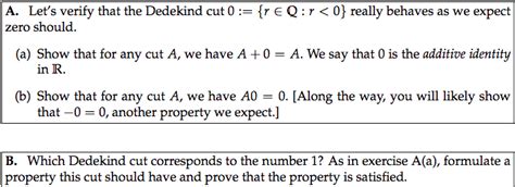 Solved A. Let's verify that the Dedekind cut 0:={r∈Q:r