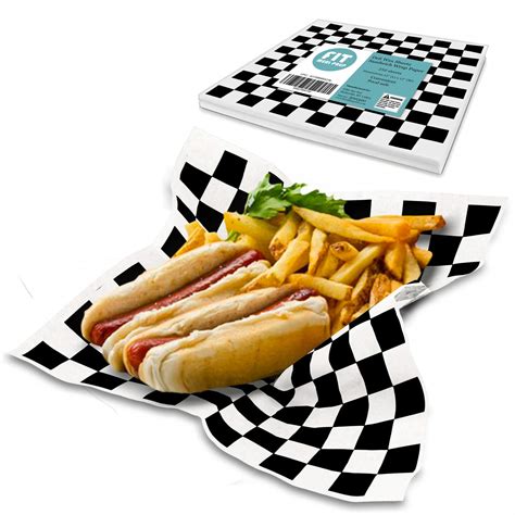 Buy [250 Sheets] 12x12 Inch Deli Sheets Sandwich Wrap Paper - Black and White Checkered Food ...