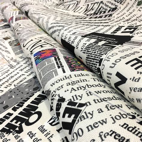 Newspaper Fabric by the Yard Black and White Magazine Text | Etsy