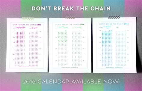 Don't Break The Chain Calendar 2016 - Karen Kavett