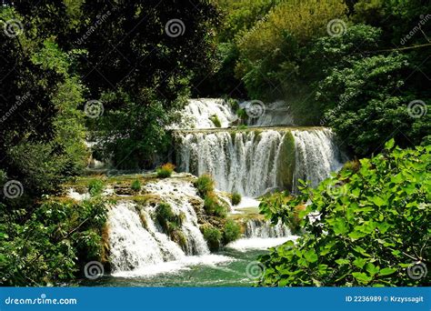 Waterfall stock image. Image of leaves, brook, stream - 2236989