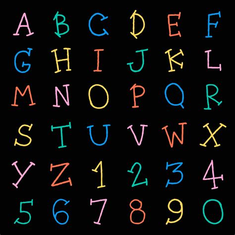 Cute Children Kids Font Letter Cartoon Style Hand Drawing Draw Colorful ...