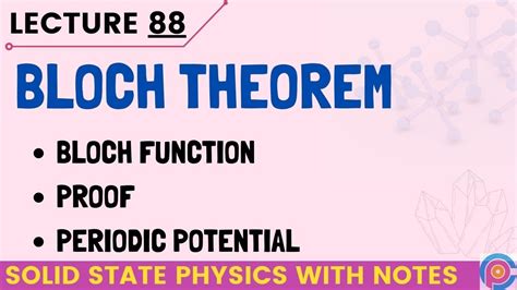 Bloch Theorem | bloch theorem proof | periodic potential and bloch theorem | bloch function ...