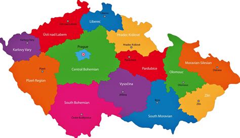 Czech republic regions map - Czechia regions map (Eastern Europe - Europe)