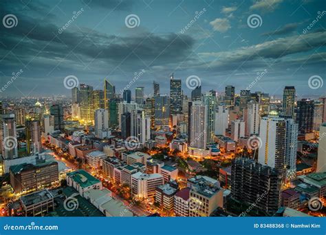 Manila City Skyline Nightview , Manila , Philippines Editorial Stock ...