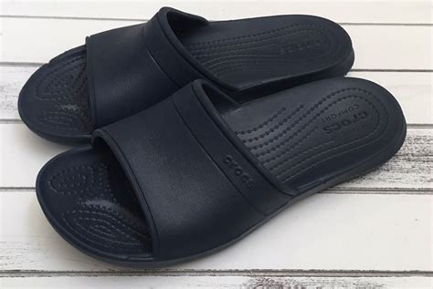 Crocs Iconic Comfort Classic Slides Sandals Navy Blue… - Gem