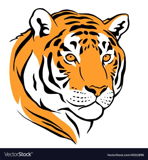 Color tiger head on a white Royalty Free Vector Image