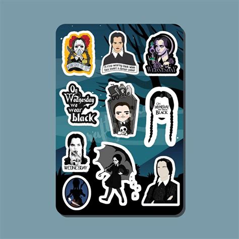 Wednesday Addams - Addams Family | Kiss-Cut Premium Vinyl Sticker Sheet, Hobbies & Toys ...