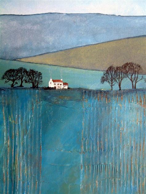 farmhouse-in-blue | Abstract art landscape, Abstract painting, Painting