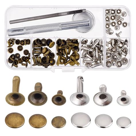 JFBL Hot Rivets Single Cap Rivet Tubular Metal Studs with Fixing Tool Kit for Leather Craft ...