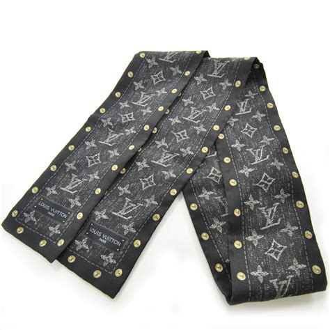 LOUIS VUITTON Silk Monogram New Denim Bandana Black 25630