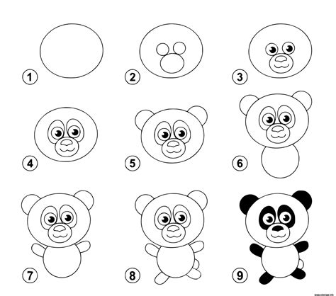 Coloriage dessin facile un panda - JeColorie.com