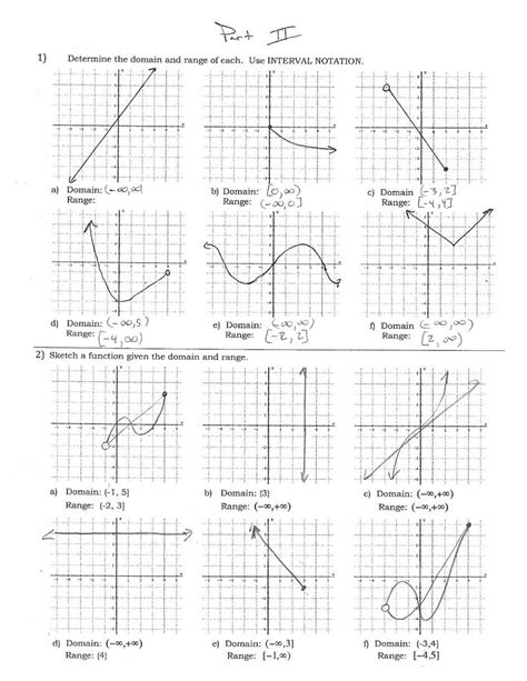 Domain And Range Graph Worksheet Answers | db-excel.com