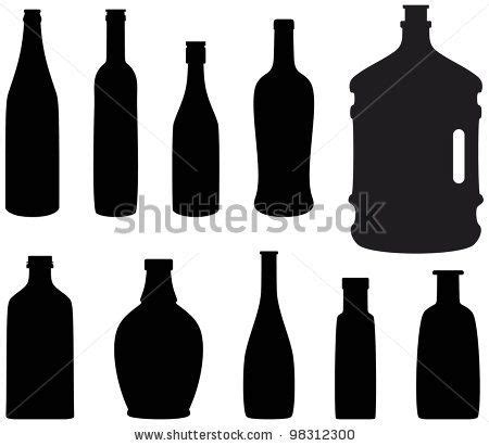 Wine Bottle Silhouettes Vector Background Stock Vector (Royalty Free) 98312300 | Silhouette ...