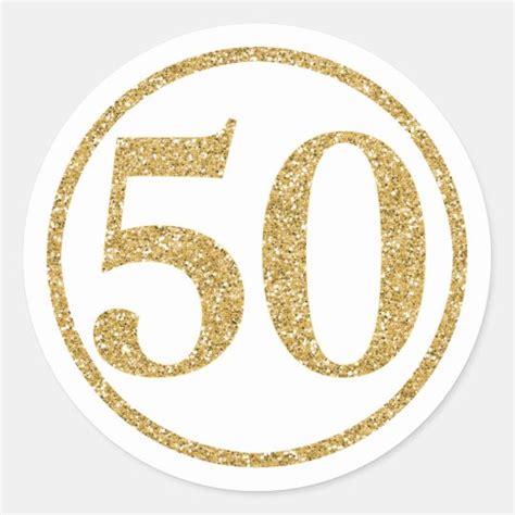 Glittering Gold Number 50 Anniversary Classic Round Sticker | Zazzle.co.uk