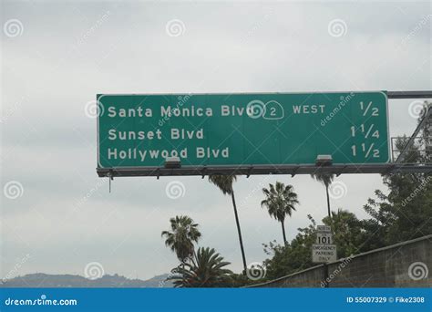 Los Angeles Freeway Sign editorial stock image. Image of california ...