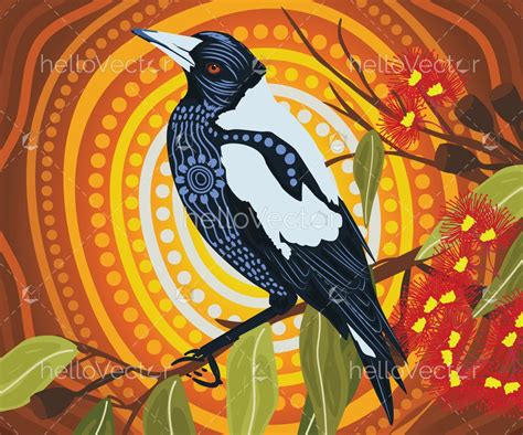 Magpie aboriginal dot painting - Vector - Download Graphics & Vectors