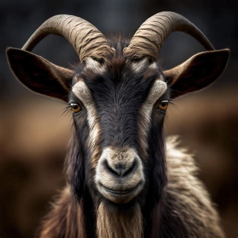 Premium Photo | Goat portrait with big brown horns