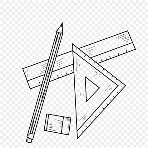 Line Drawing Ruler Pencil Illustration, Line Ruler, Triangle Ruler ...