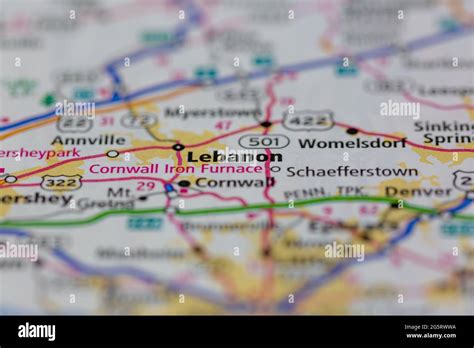 Lebanon Pennsylvania USA shown on a Geography map or Road map Stock Photo - Alamy