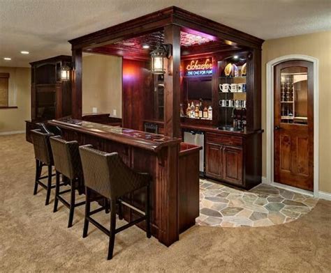 Lamps on columns | Home bar designs, Home pub, Bars for home