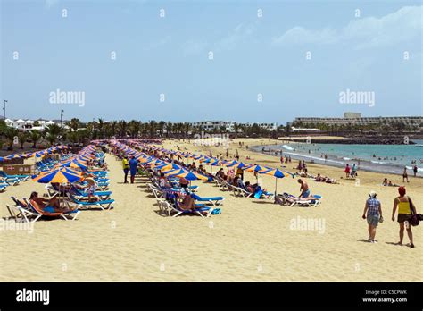 Costa Teguise Beach - Lanzarote - Canary Islands Stock Photo - Alamy