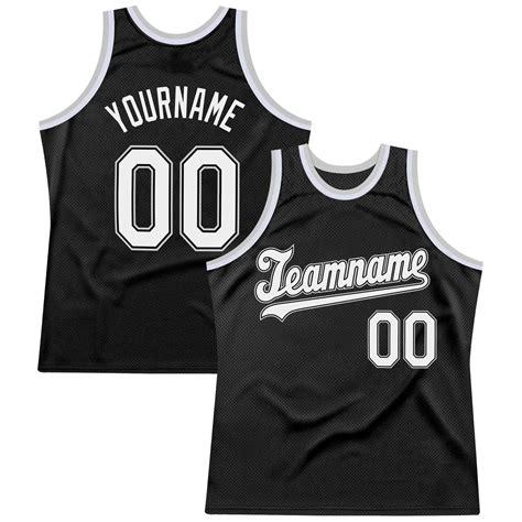 Custom Black White-Silver Gray Authentic Throwback Basketball Jersey ...