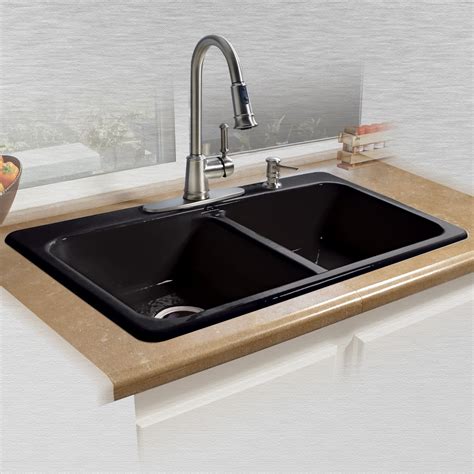 Miseno Mci25-4Tm 33" Double Basin Drop In Cast Iron Kitchen Sink - Walmart.com - Walmart.com