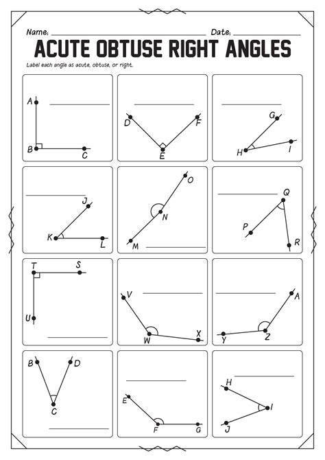 Acute Right And Obtuse Angles Worksheet