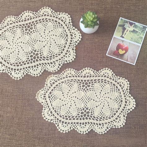 QueenTrade 2PCS Handmade Crochet Cotton Lace Placemats Doilies Cloth ...