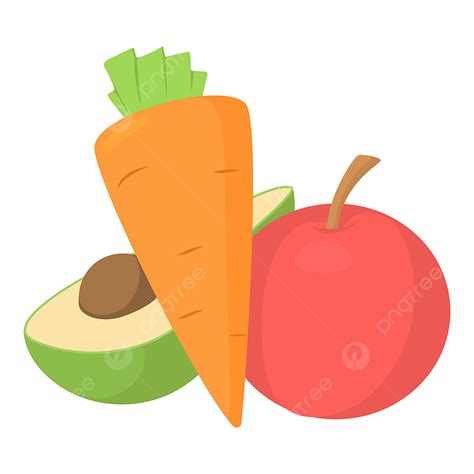 Fruits And Vegetable Clipart Transparent Background, Vegetables And Fruits Icon Cartoon Style ...