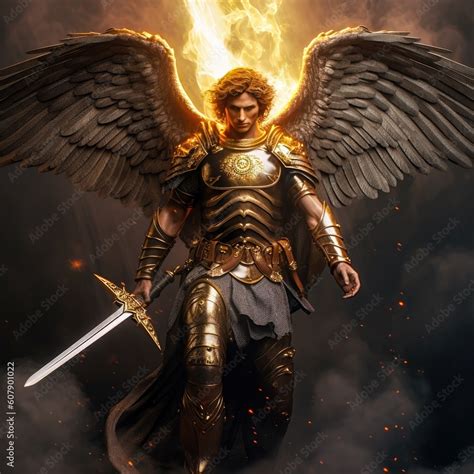 Angel Gabriel wearing his armor and his sword in the war against evil ...