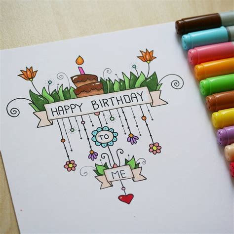 Pin by Juju on Projects to try | Birthday card drawing, Happy birthday drawings, Card drawing