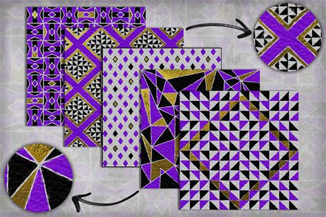 Purple/Gold Geometric Pack | Custom-Designed Graphic Patterns ~ Creative Market