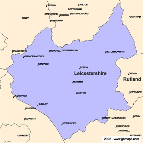 Leicestershire County Boundaries Map