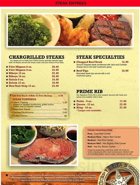 Texas Roadhouse Grill menus in Myrtle Beach, South Carolina, United States