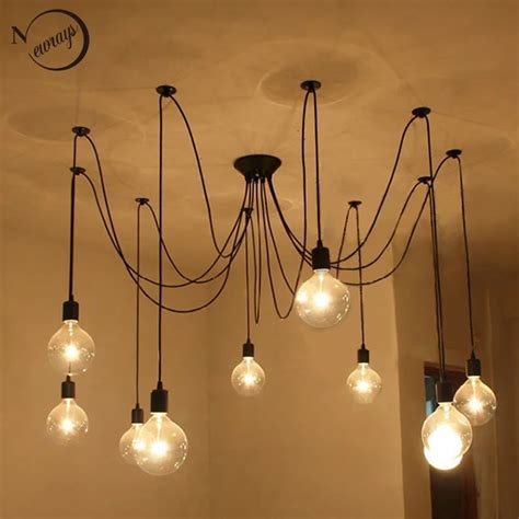 Loft moderno Retrò grande Spider Lampadario Illuminazione A LED FAI DA TE 14 Luci Retro vintage ...