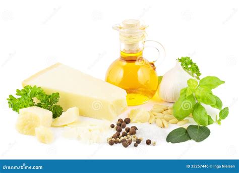 Pesto ingredients stock photo. Image of leaves, condiment - 33257446