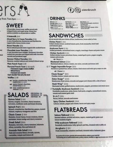 Menu of Zisters in Elm Grove, WI 53122