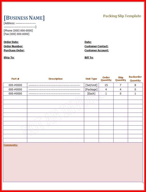 Packing Slip Template | Free Word Templates