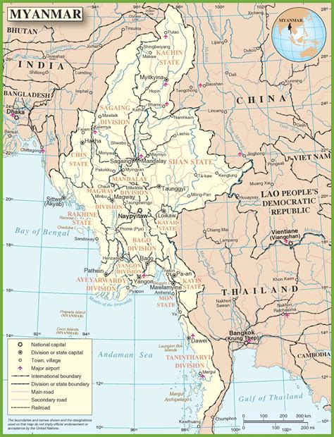 Myanmar-Burma Maps | Printable Maps of Myanmar-Burma for Download