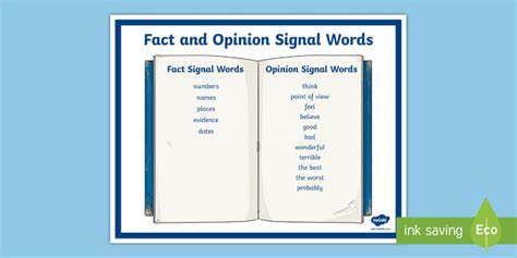 Fact and Opinion Signal Words Poster (teacher made)