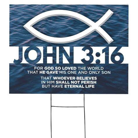 John 3:16 Christian Yard Sign with Stake. Size: 18 H x 24W