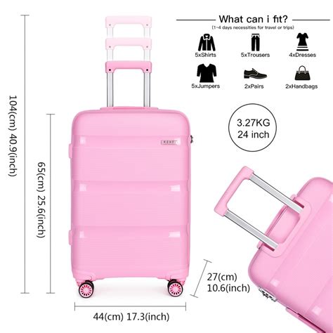 K2092 - Kono 24 Inch Bright Hard Shell PP Suitcase - Classic Collection - Pink