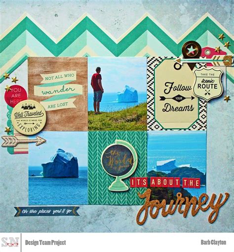 Travel scrapbook layout - Crate Paper Journey papers & embellishments Travel Scrapbook Pages ...