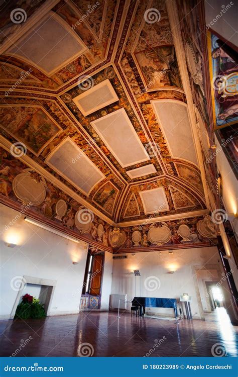 Renaissance House Interior Ceiling with Paintings and Decorations. Villa D`Este in Italy ...