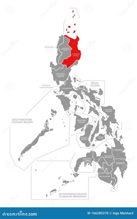 Cagayan Valley Red Highlighted in Map of Philippines Stock Illustration ...