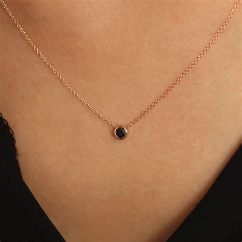 Black Diamond Necklace, Black Diamond Solitaire Necklace, Black Diamond ...